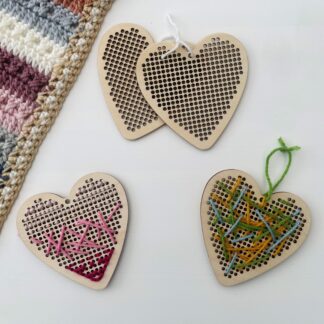 Cross Stitch Wooden Hearts (Pack of 2)